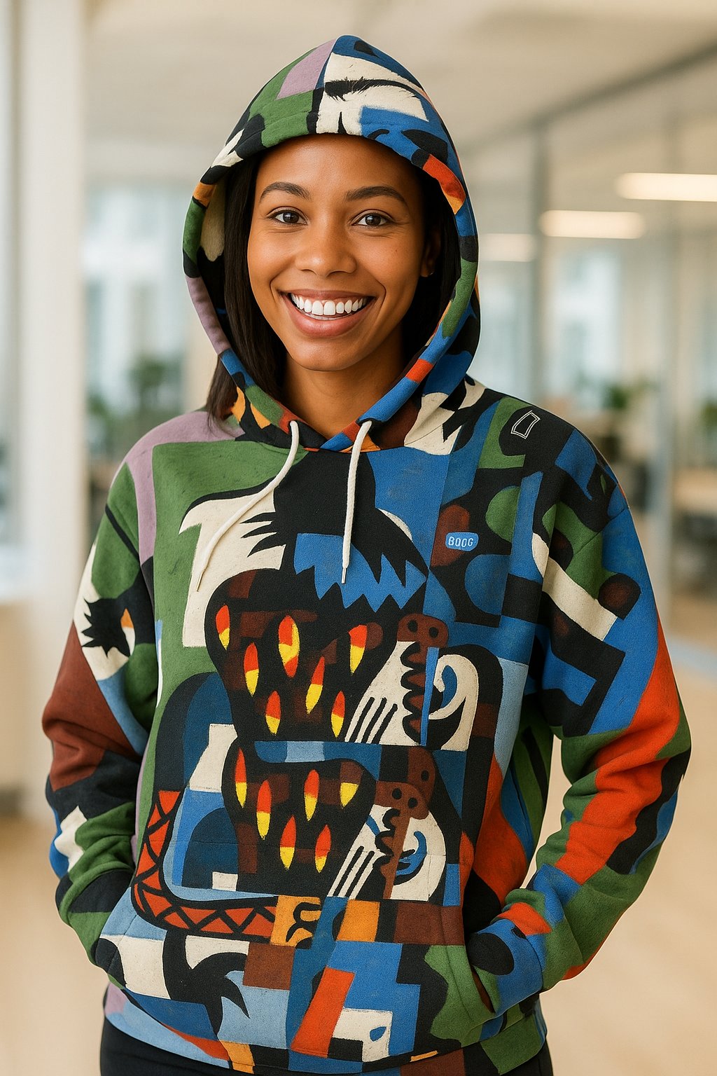 Person wearing Monet print hoodie